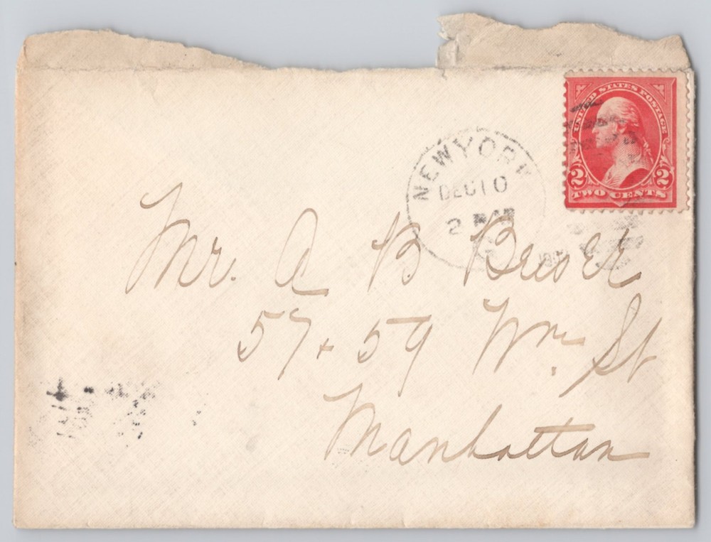 New York, NY, Addr. Envelope with 2c Washington Stamp Un 1902