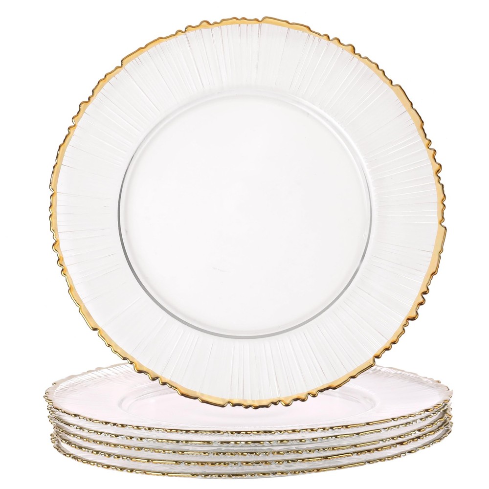 Complete Your Table Setting with our 13-Inch Glass Charger Plate-Set of 6，Han...