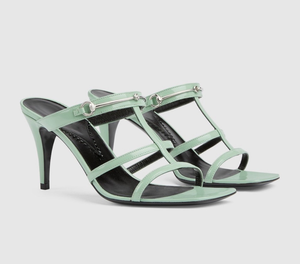 BNWT Gucci Women's Slim Horsebit Slide Sandals Size 38.5 US 8.5 Luxury Designer $990