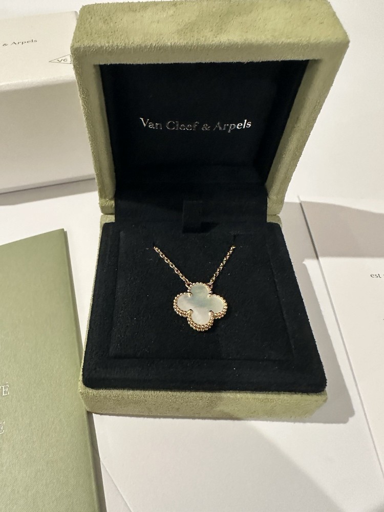 Van Cleef & Arpels 18k Gold Vintage Alhambra Necklace with Mother of Pearl