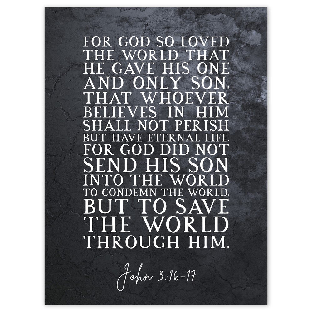 John 3:16-17 Bible Verse Art Print 18x24 Eternal Life Inspirational Wall Decor  