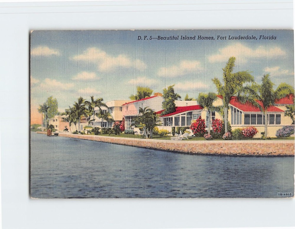 Postcard Beautiful Island Homes Fort Lauderdale Florida USA