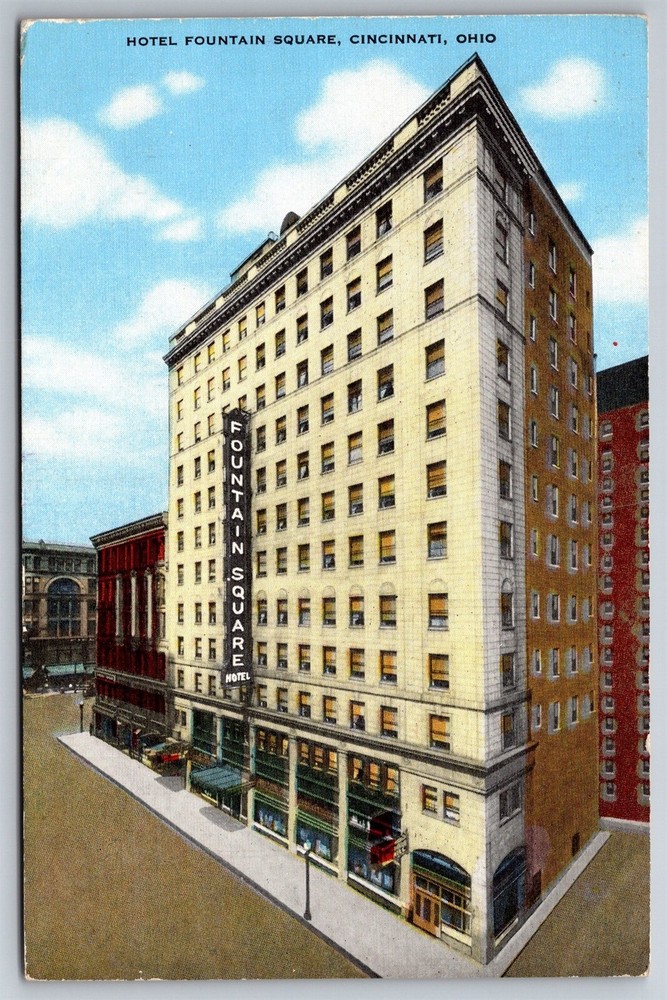 Hotel Fountain Square Birdseye View Cincinnati OH Postcard K20