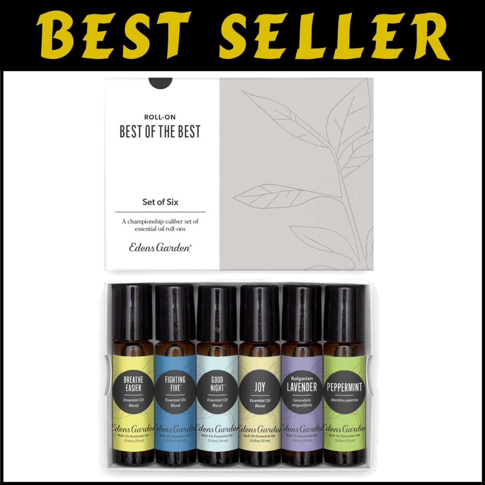 6 x 10ml Essential Oil Roll-On Set for Wellness & Aromatherapy  