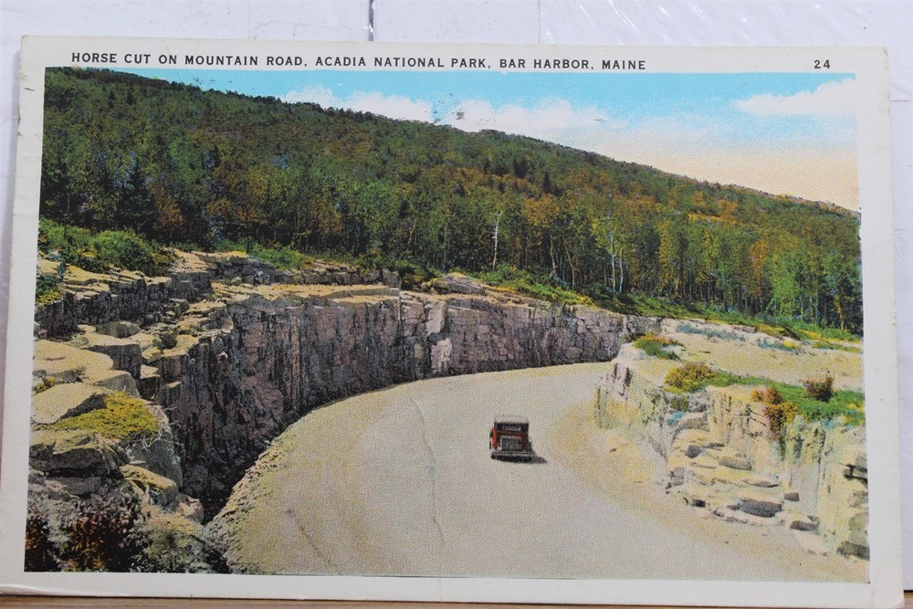 Maine ME Bar Harbor Acadia National Park Mountain Road Horse Cut Postcard Old PC-image