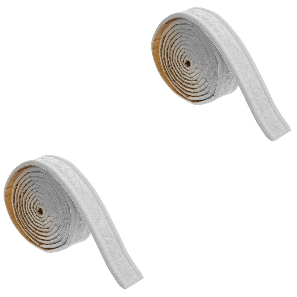 2 Rolls Waistline Sticker Flexible Molding Trim Self Adhesive Skirting Wall