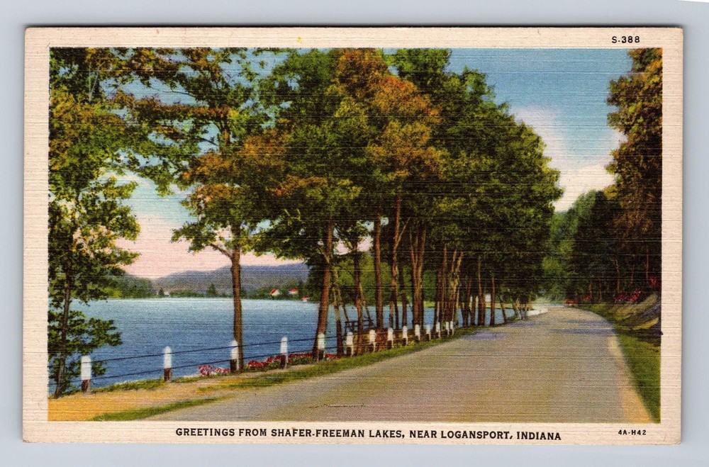 Logansport IN-Indiana, Greetings Shafer Freeman Lakes Vintage Postcard