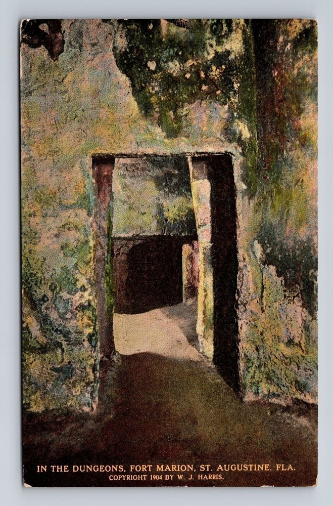 St Augustine FL-Florida, Dungeons, Fort Marion, Antique, Vintage Postcard