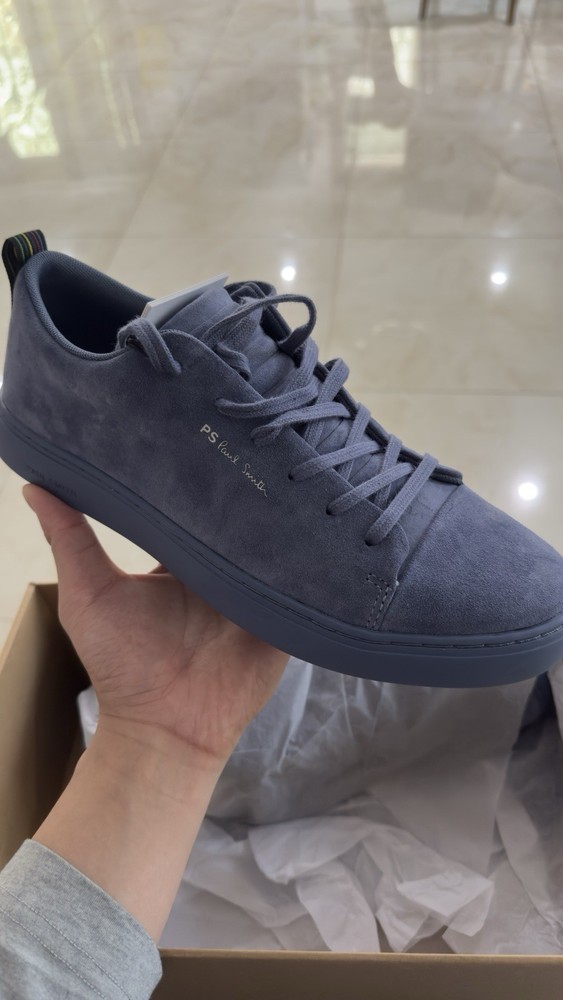 Paul Smith PS Blue Suede Low Top Lace-Up Sneakers Logo Stripe Men’s US 9 EU 40