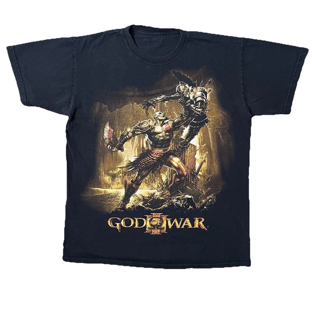 Vintage God of War 3 Promo T-Shirt Kratos PlayStation 2010 Distressed Medium