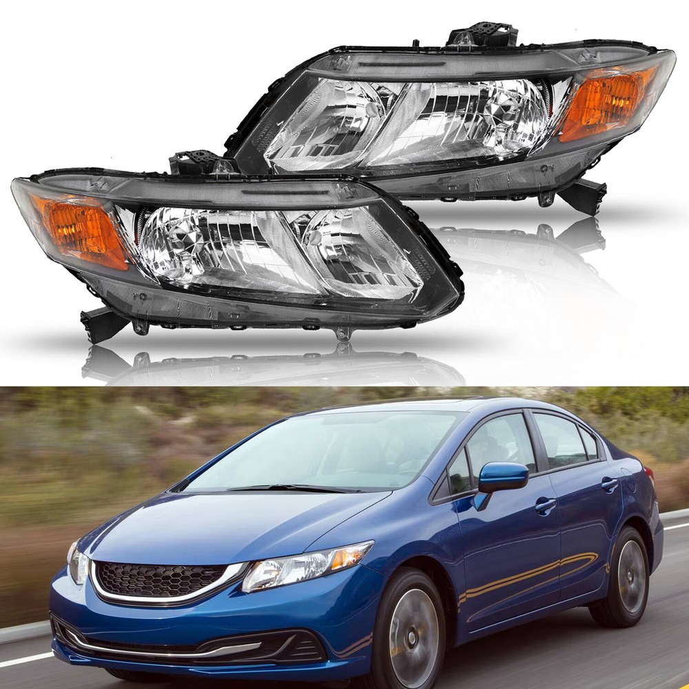 For 2012-2015 Honda Civic Replacement Headlights Assembly Clear Left+Right Pair