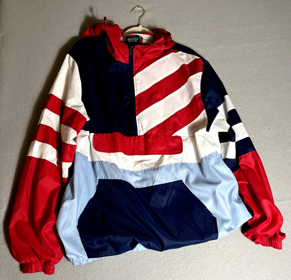 Bleecker Mercer Jacket Windbreaker Pullover Women’s Large Hooded 1/4 Zip Anorak