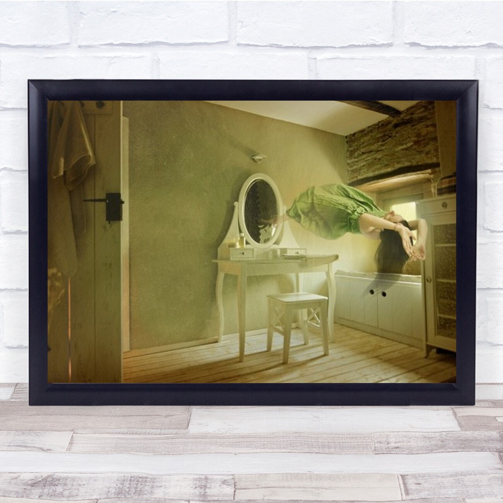 Another Space Green Edited Woman Fantasy Dream Dreaming Wall Art Print