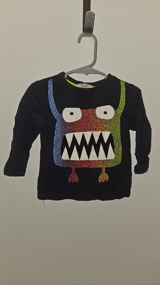 H&M Boys Blue Long Sleeve Monster Tshirt  Size 1.5-2yrs