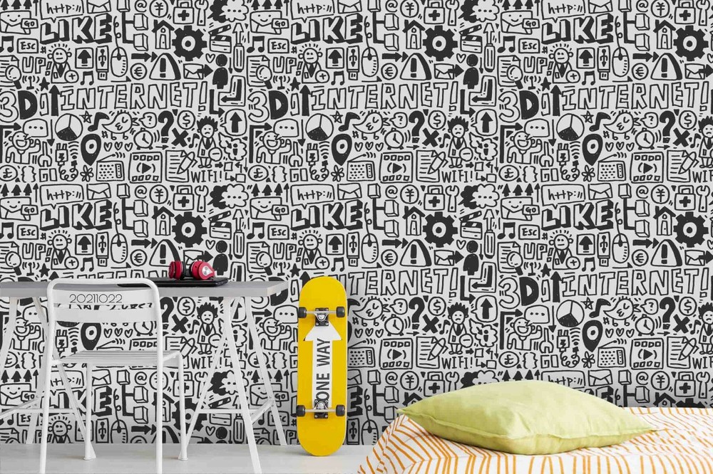3D Abstract Artistic Graffiti Self-adhesive Removable Wallpaper Murals Wall 688-image
