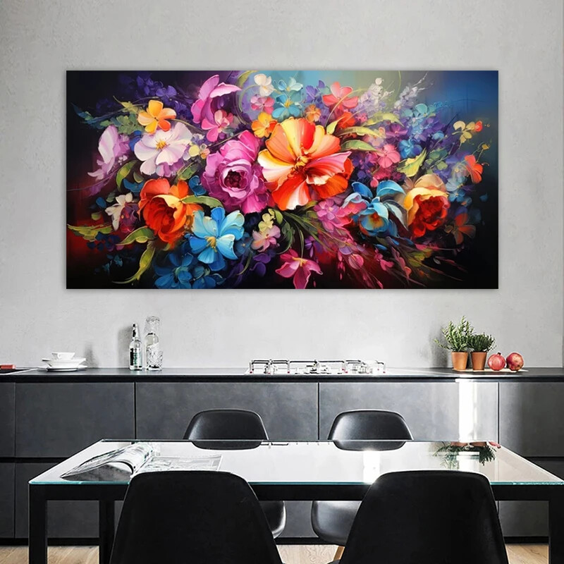 Abstract Colorful Flower Canvas Wall Art for Home Decor Mural-image