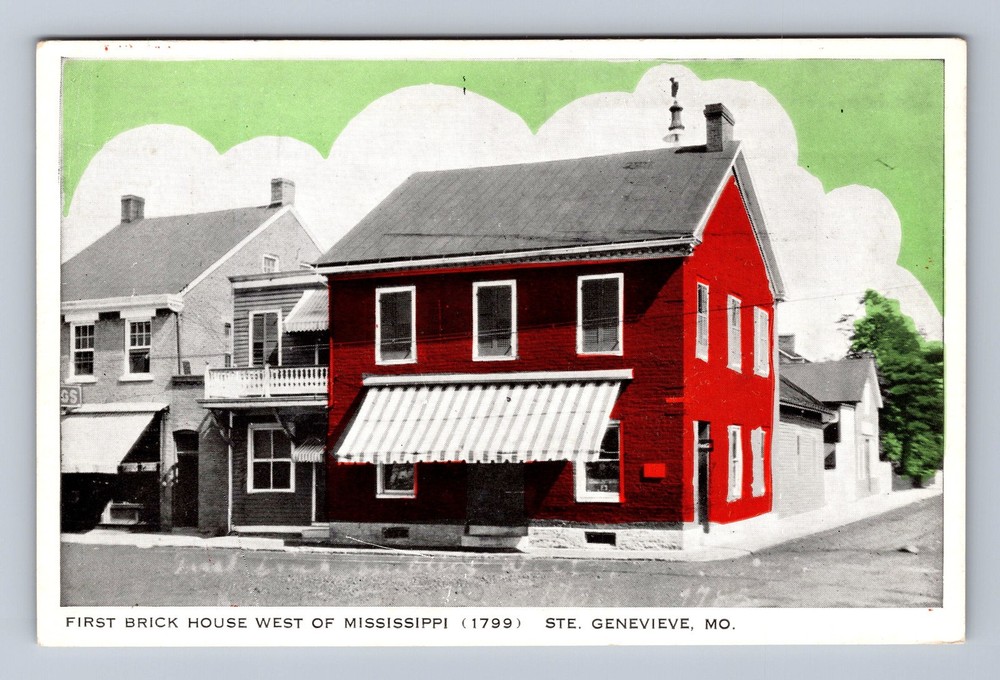 Ste Genevieve MO-Missouri First Brick House Vintage Postcard
