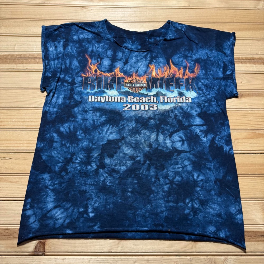 Vintage 2003 Harley-Davidson Bike Week Daytona Beach Florida Tie Dye Shirt Large