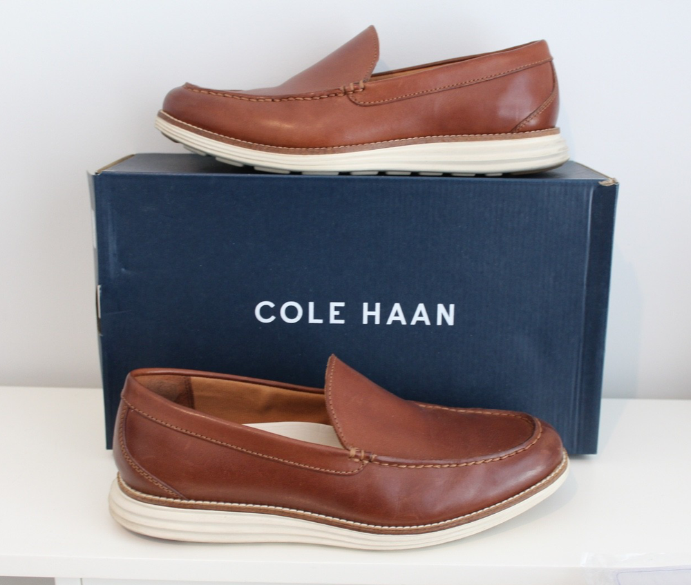 Mens COLE HAAN Brown Leather Grand Venetian Loafers Sz 8.5 M