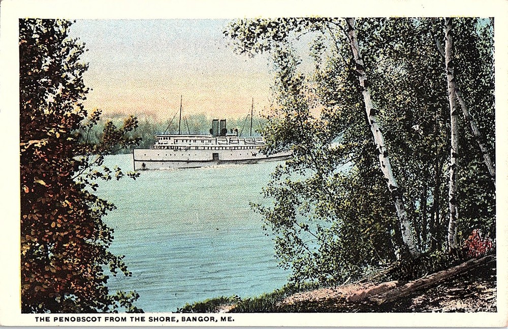 Postcard BOAT SCENE Bangor Maine ME m/09 AI2756
