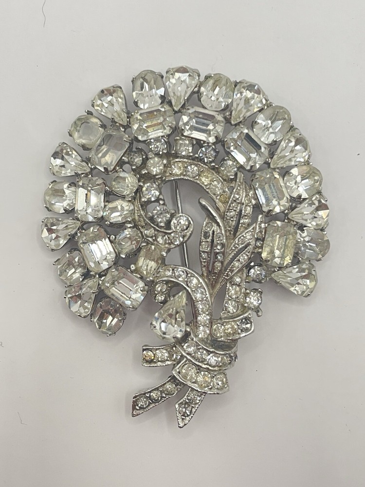 Vintage Signed Reinad Crystal Rhinestone Bouquet Brooch
