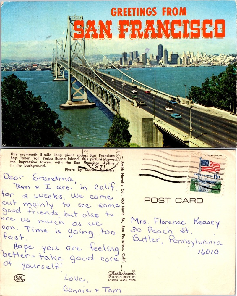 San Francisco Skyline and Bay Bridge California CA Postcard