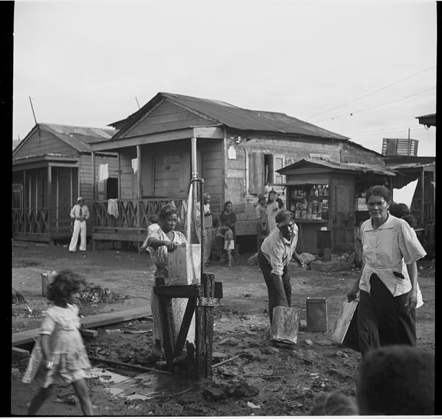 Water supply in the workers' quarter of Porta de Tierra. San Juan, Puerto Rico