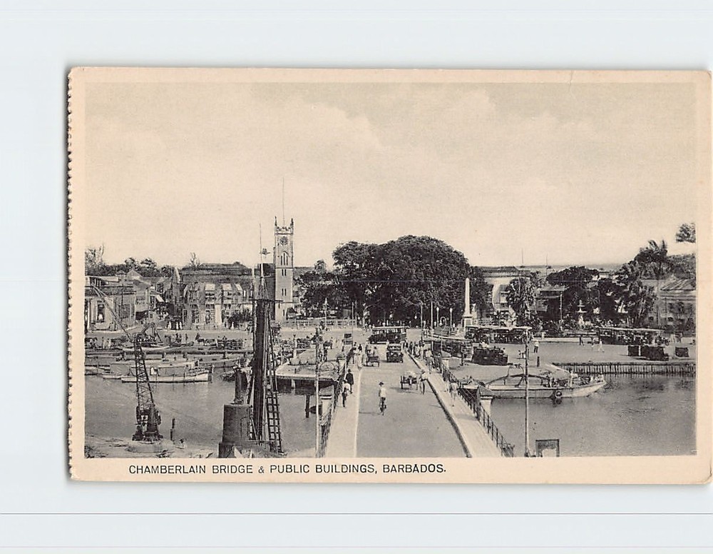 Postcard Chamberlain Bridge and Public Buildings Barbados West Indies