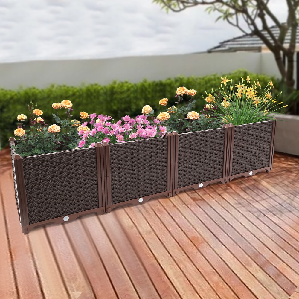 Cama de jardín elevada jardinera grande caja cama de jardín elevada con tiras impermeables