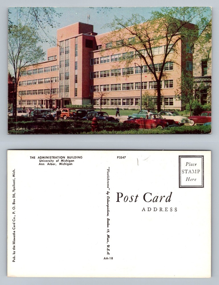 Ann Arbor, MI-Michigan, Univ Admin Building View PC Vintage Postcard