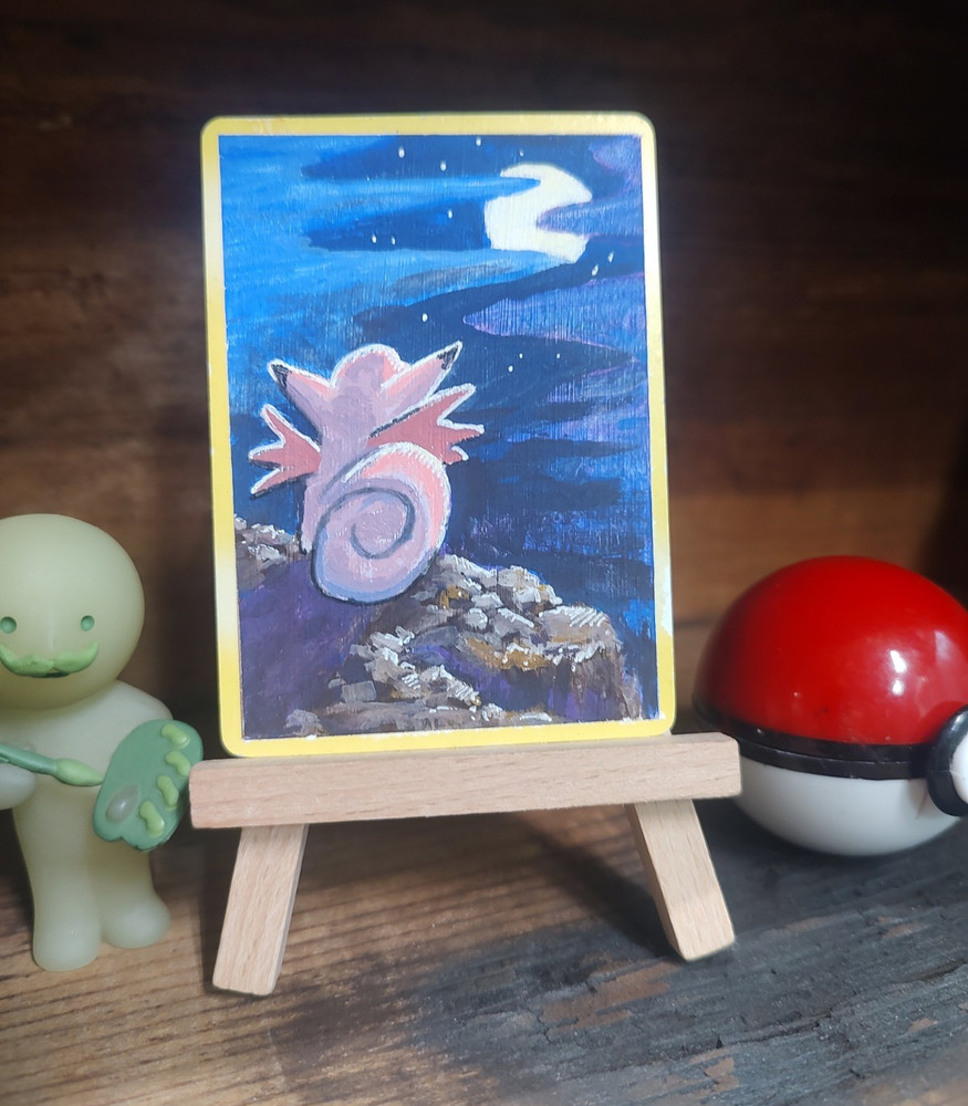 ACEO Original - Clefable hand painted and signed altered pokemon art card