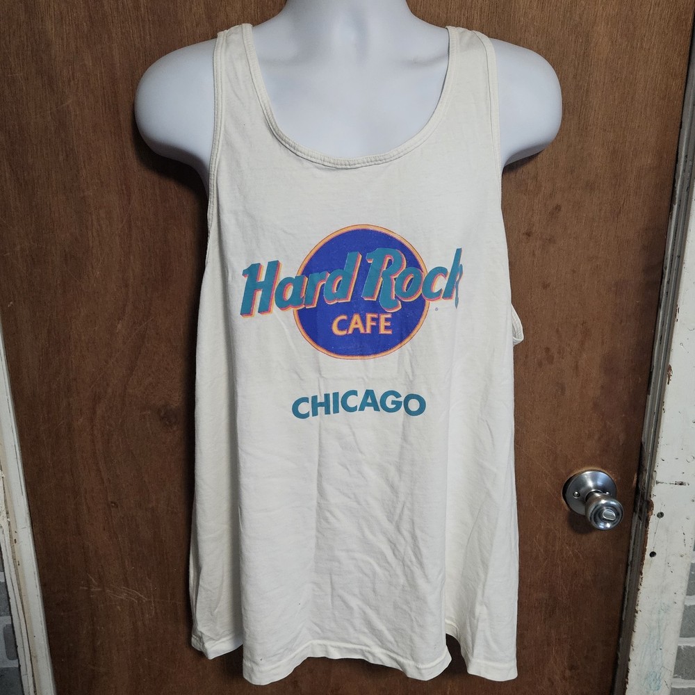 Vintage Single Stitch Hard Rock Cafe Chicago Tank Top Men’s Size L White