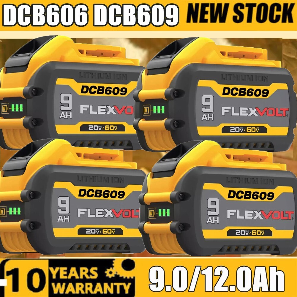4-pack 12Ah DCB609-2 For DEWALT DCB615 20V/60V MAX FLEXVOLT Li-Ion Battery