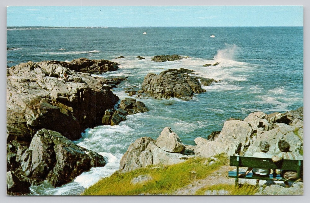 Ogunquit Maine Pirate's Cove Seaward View Coastal Color Chrome Postcard D-65