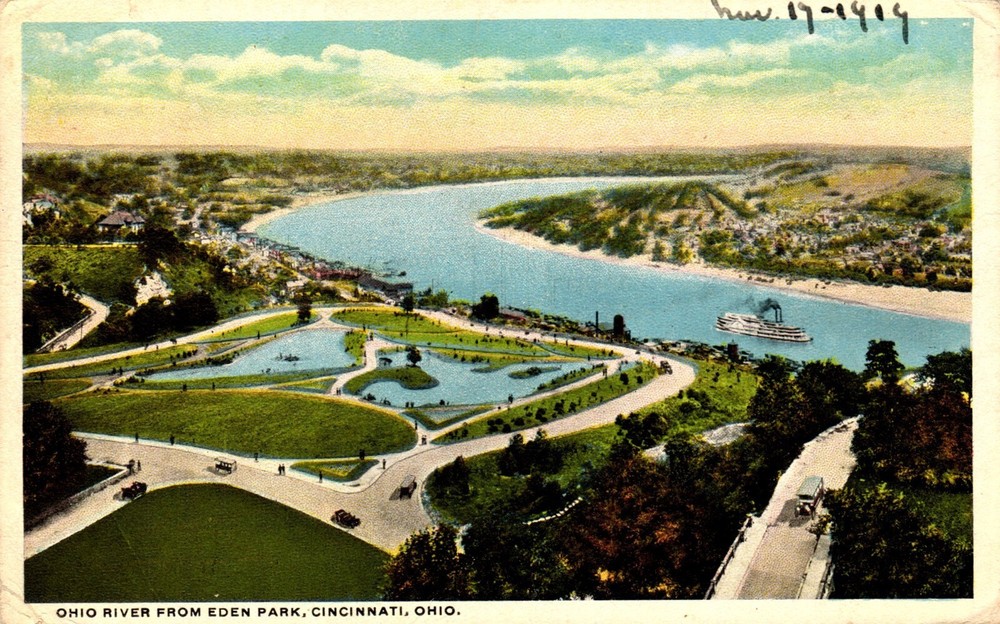 Postcard Ohio River from Eden Park, Cincinnati, Ohio