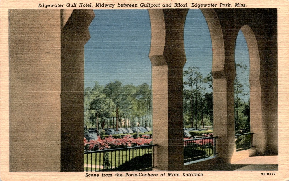 Edgewater Gulf Hotel, Gulfport, Biloxi, Edgewater Park, Mississippi, Postcard