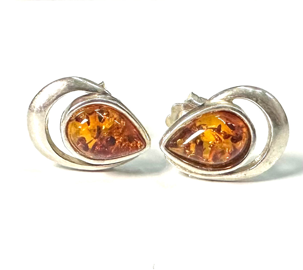 Vintage Amber Earrings MARKED 925 Sterling Silver Jewelry Lot I