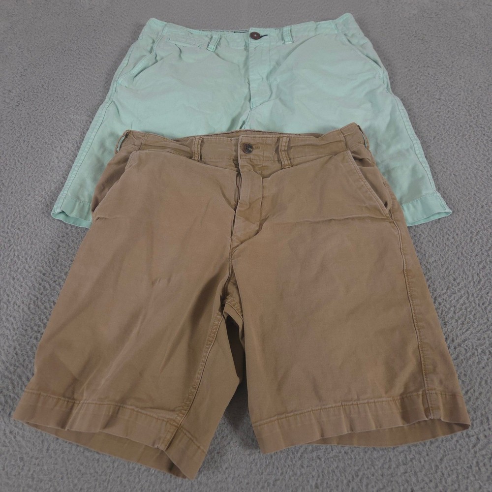 LOT OF 2 American Eagle Shorts Mens 33 Green Tan Classic Next Level Flex Cotton