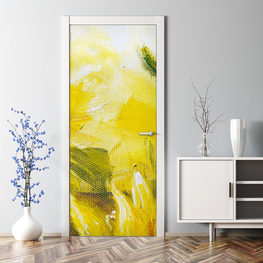 Door Decal Sunflowers Oil Painting Abstract Nature Floral Flower Nursery Art