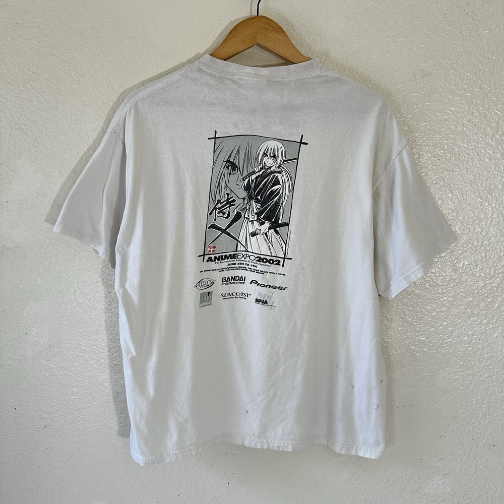 2002 Vintage Anime Expo Rurouni Kenshin Tee White Size Large Flaws