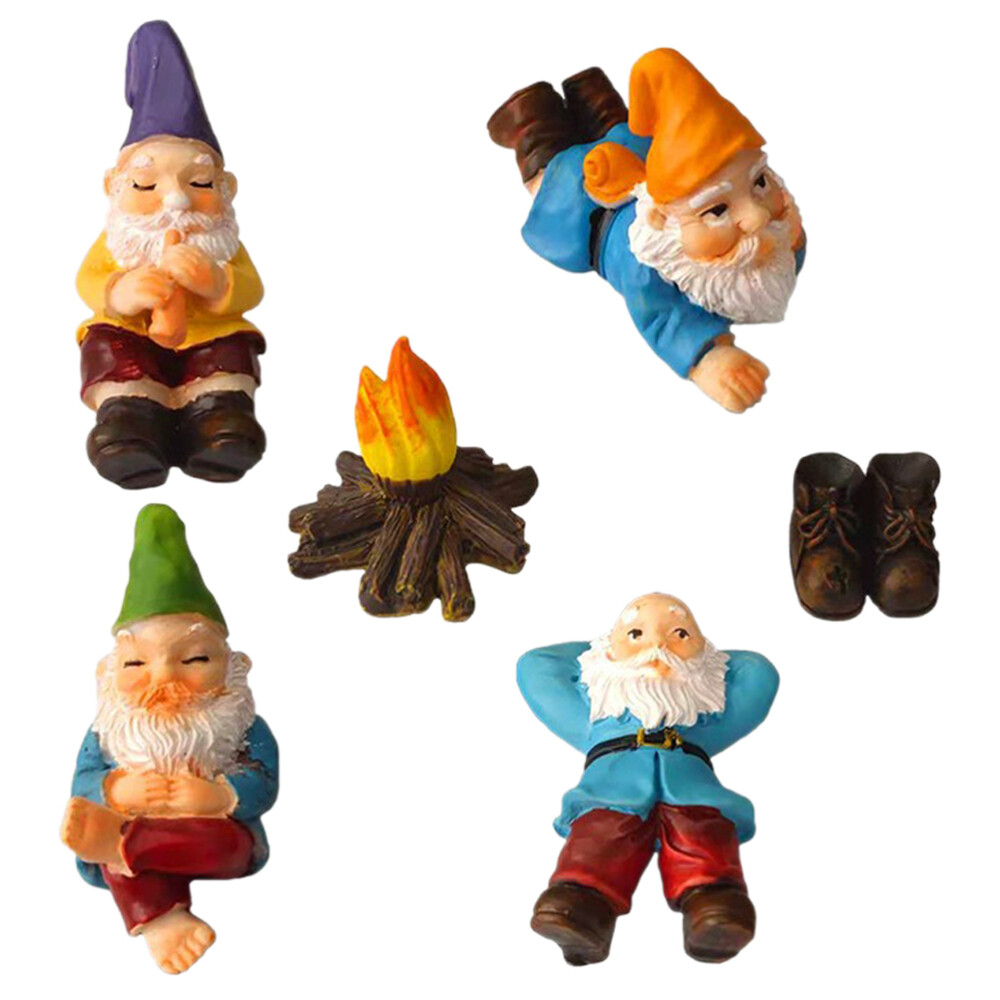 1 Set of Gnome Ornaments Resin Miniature Gnome Statues Mini Dwarf Sculptures