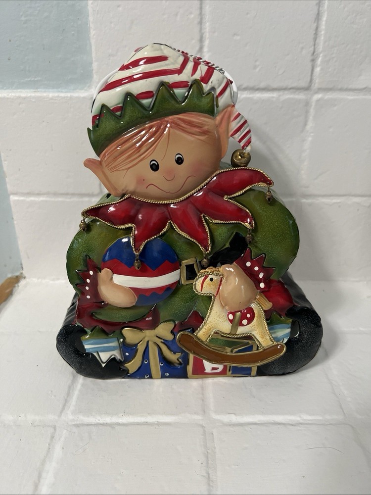 Home Interiors Christmas Elf Metal Candle Lantern Tealight Holder Shelf Table