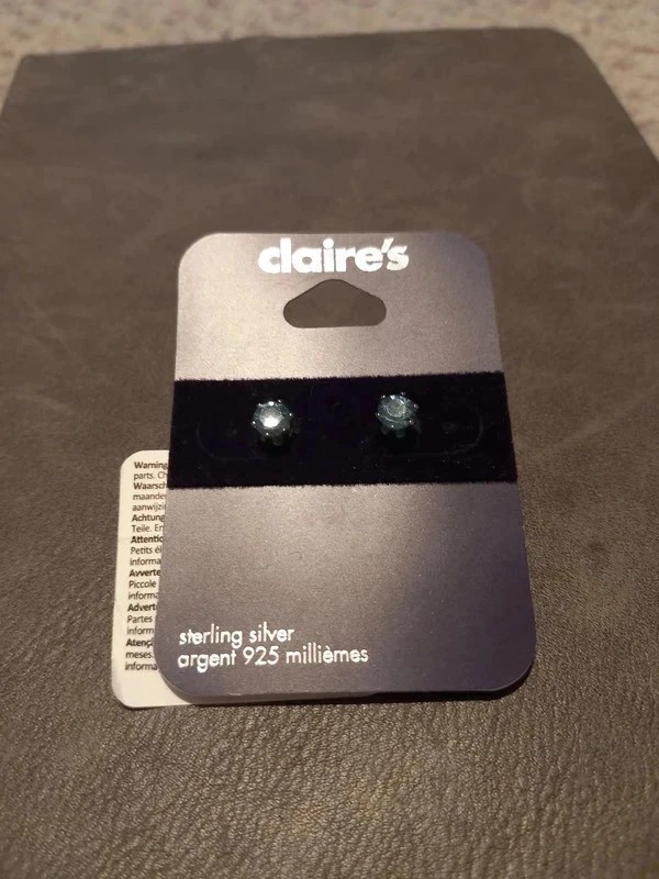 Claires sterling silver sky blue stud earrings