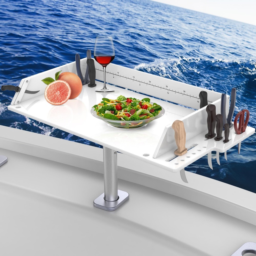 Adjustable 360° Fishing Rod Holder Bait Cutting Board for Boats  