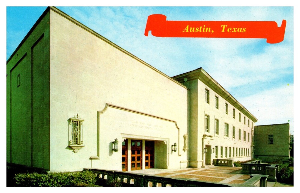 Austin TX Texas University of Texas Law Building Chrome Postcard