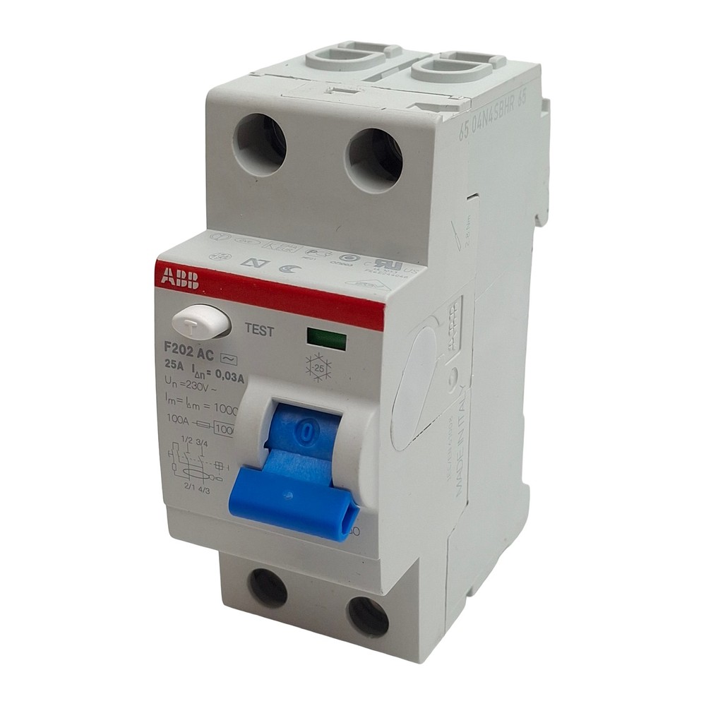 ABB F202 AC-25/0.03 Residual Current Circuit Breaker 2-Pole, 30mA 25A 170-254VAC