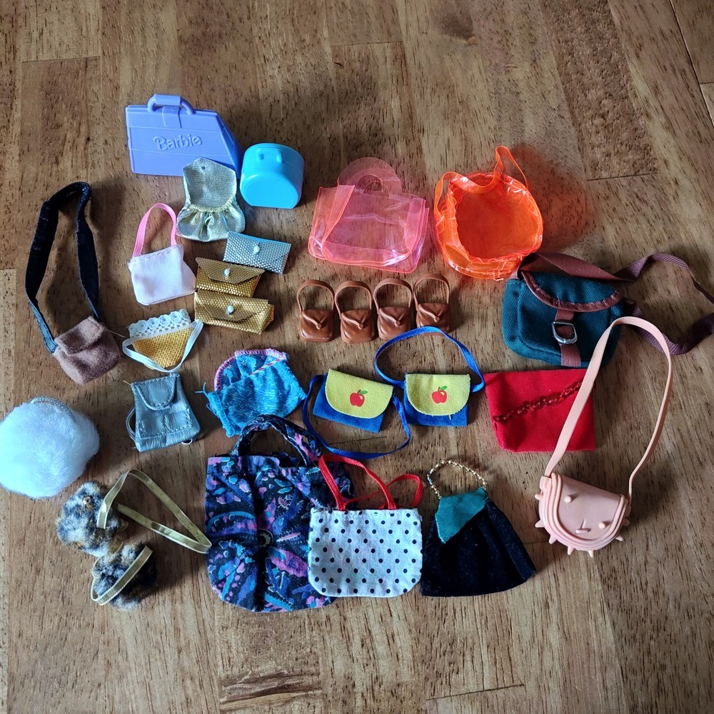 Vintage 1990's Mattel Barbie & Other PURSES & BAGS & Handbags Lot Of 28
