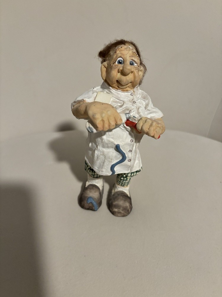 Vintage 1994 Handcrafted Dentist Clay Sculpture by Cast Art