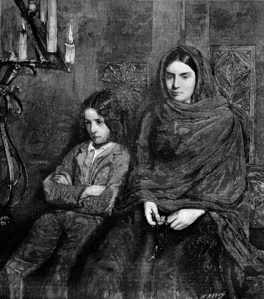 B & W Mother and daughter awaiting Decorative. Home Graphic Art Design 4064