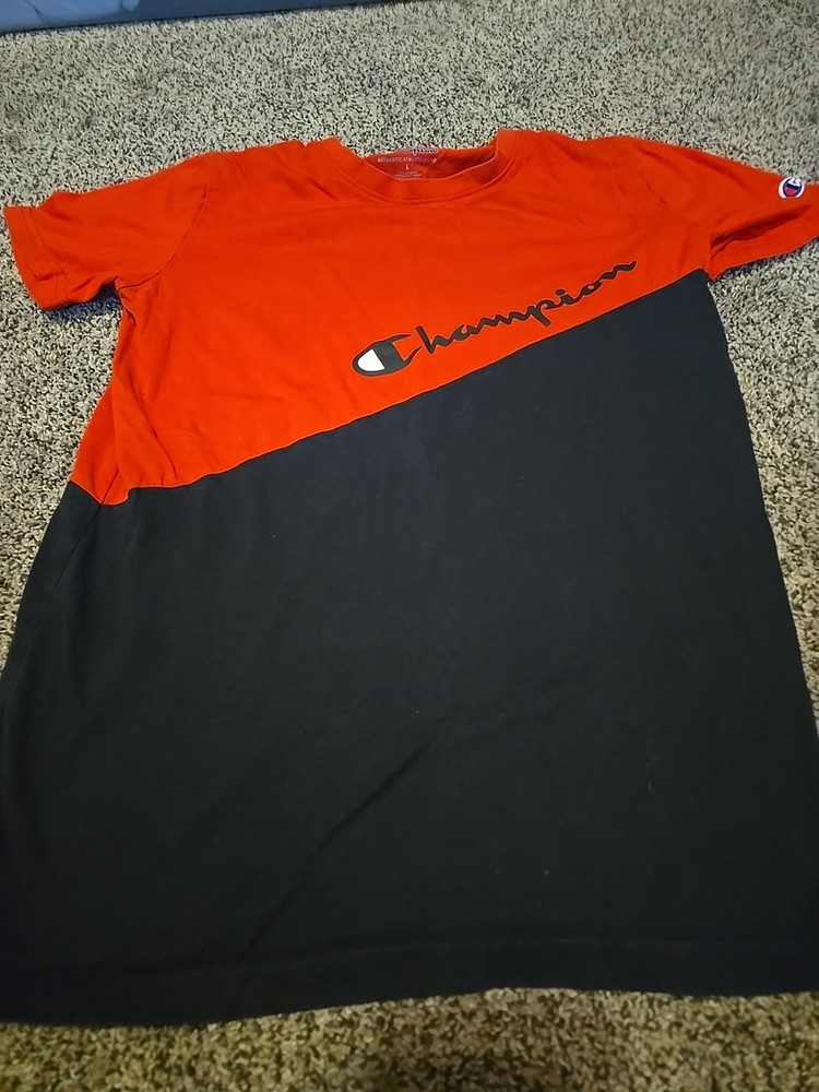 Champion Youth Boys Size L Red Black Short Sleeve Graphic T-Shirt
